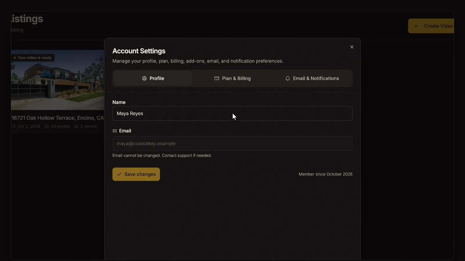 Account, plan and billing