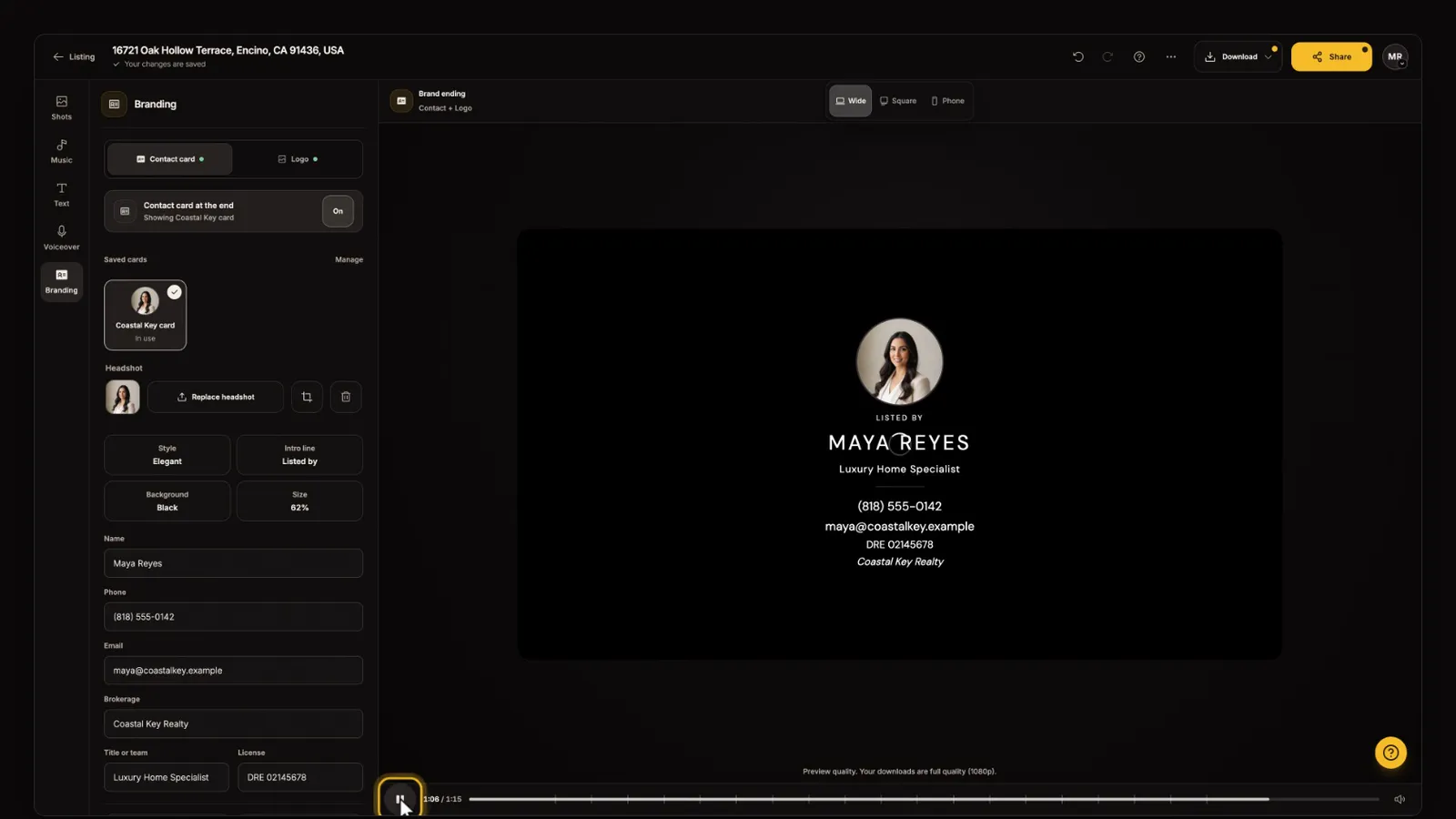 Watch your ending, from the Branding and end cards tutorial