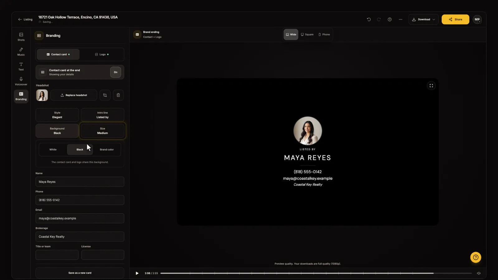 Branding and end cards
