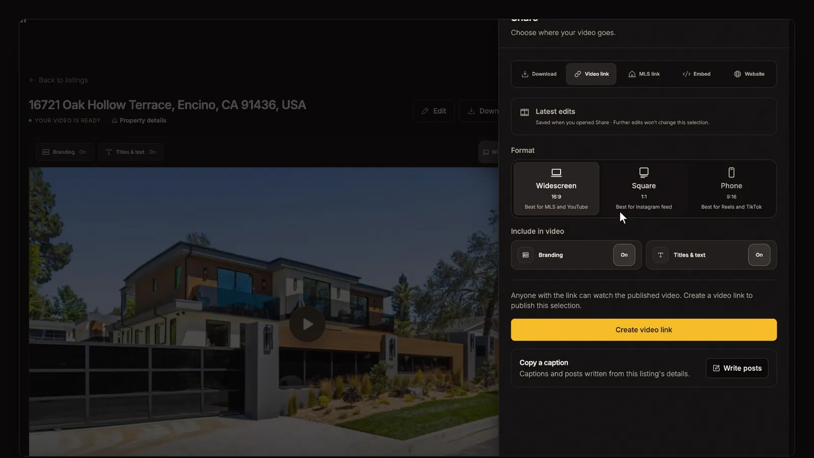 Create a video link, from the Downloads and sharing tutorial
