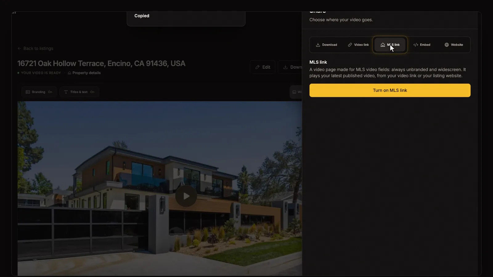 Turn on the MLS link, from the Downloads and sharing tutorial