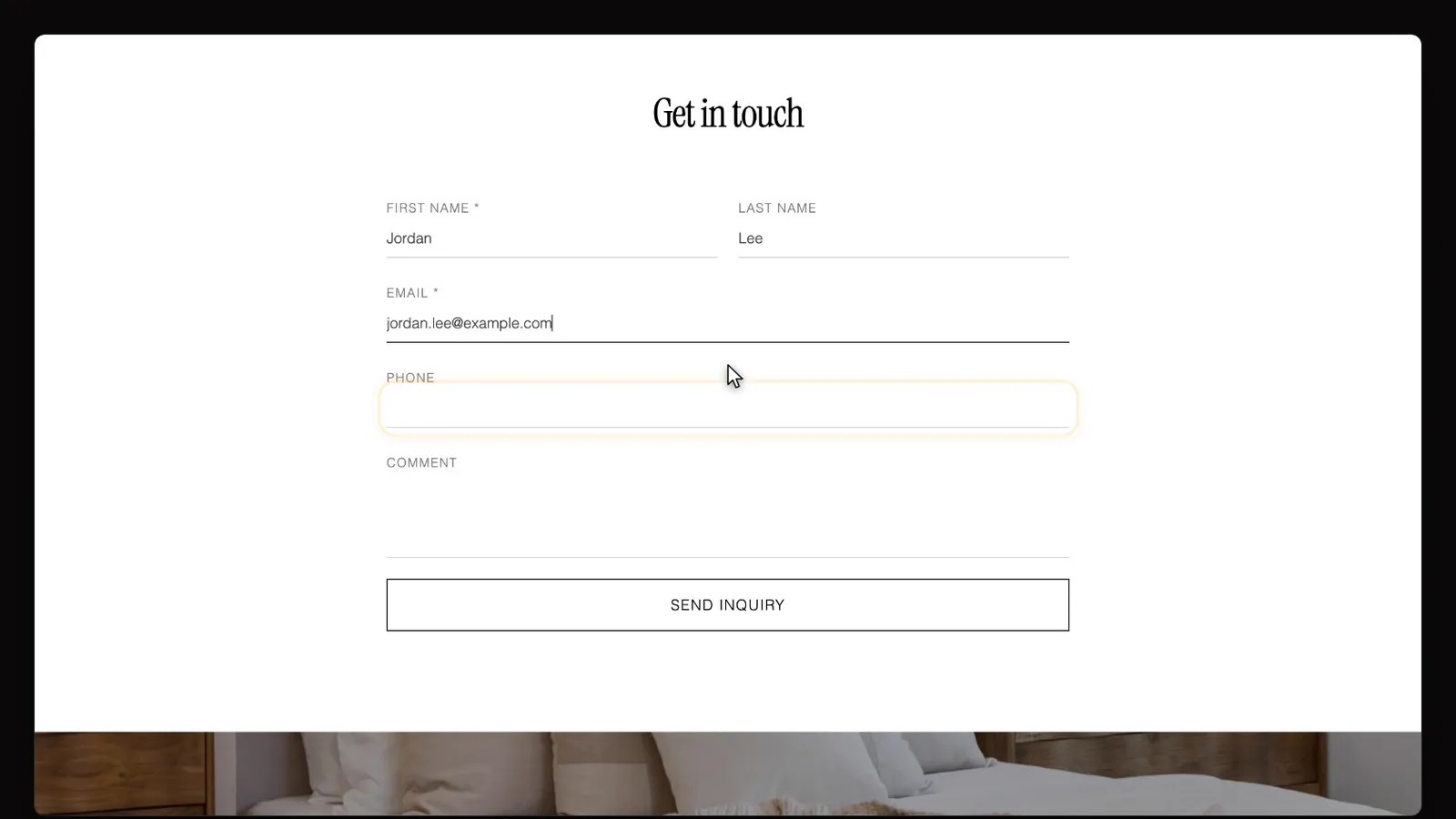 A buyer sends an inquiry, from the Leads from your website tutorial
