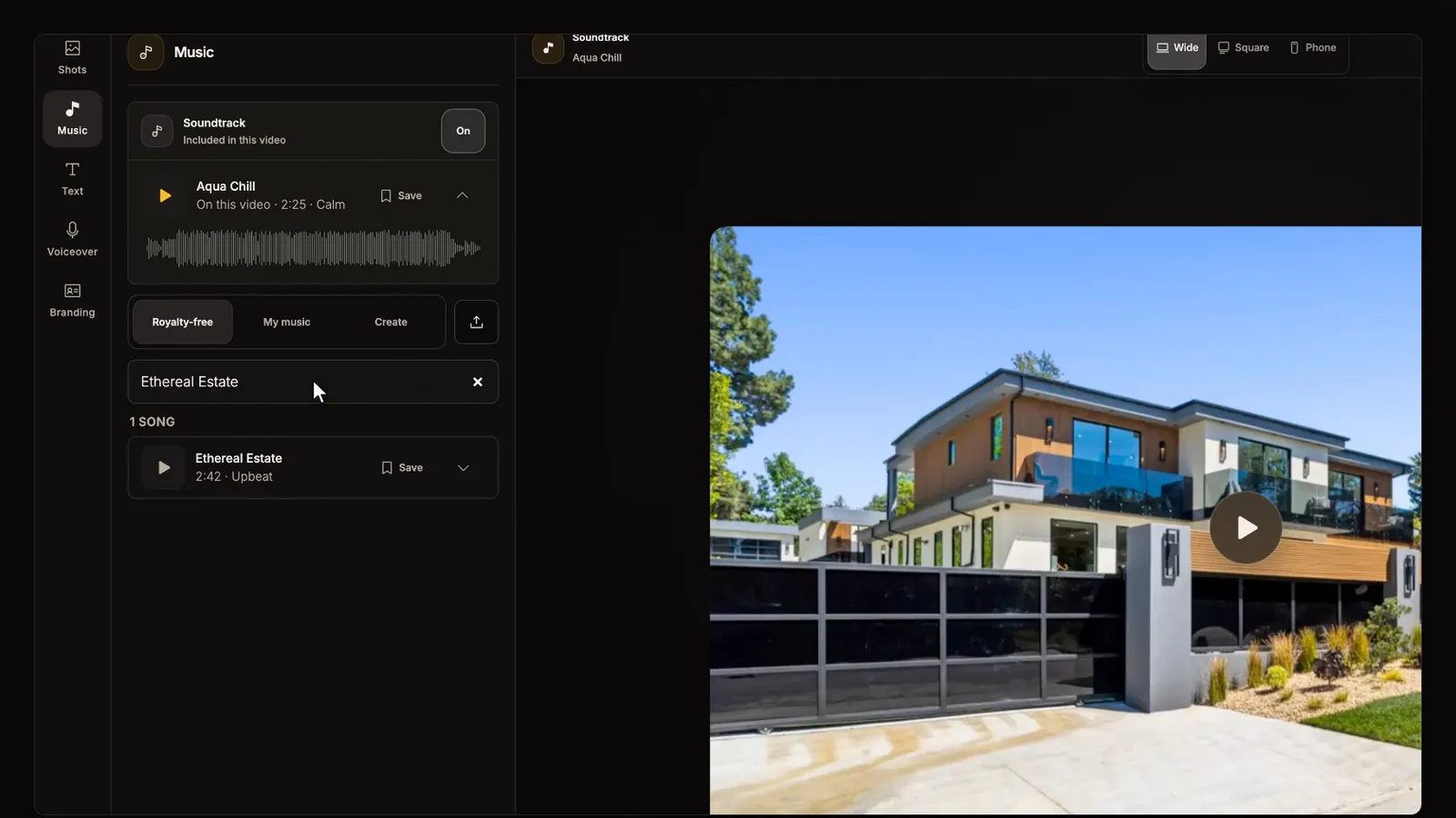 Search the library, from the Music and voiceover tutorial