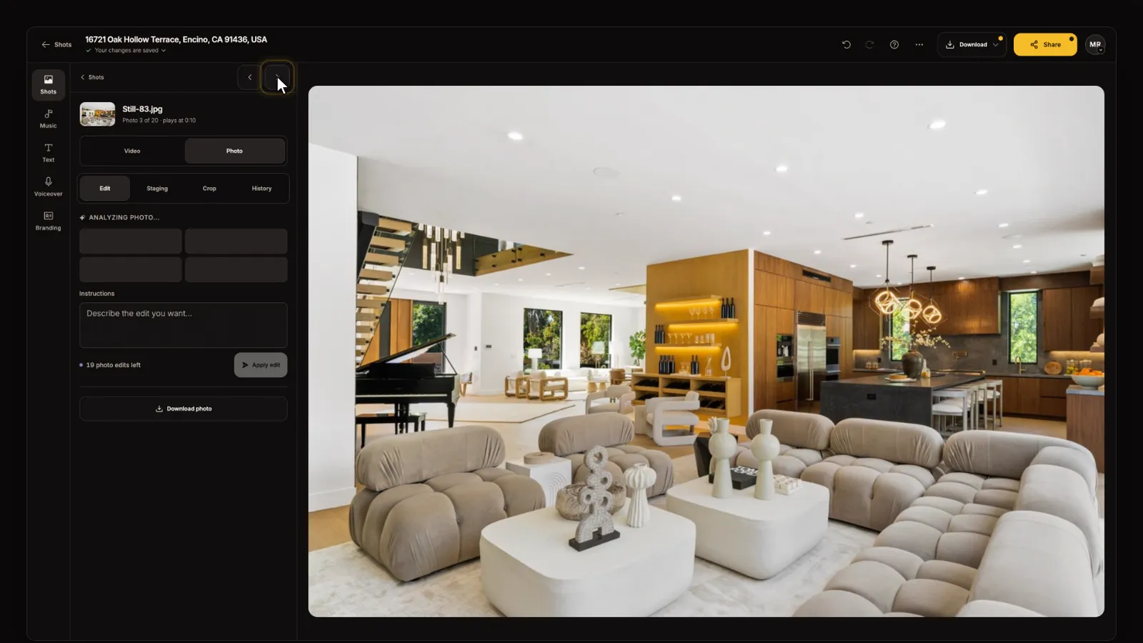 Describe your own edit, from the Photo edits and virtual staging tutorial