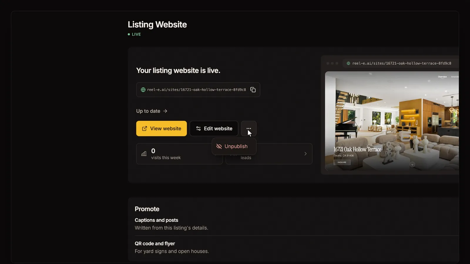 Unpublish if you need to, from the Your listing website tutorial