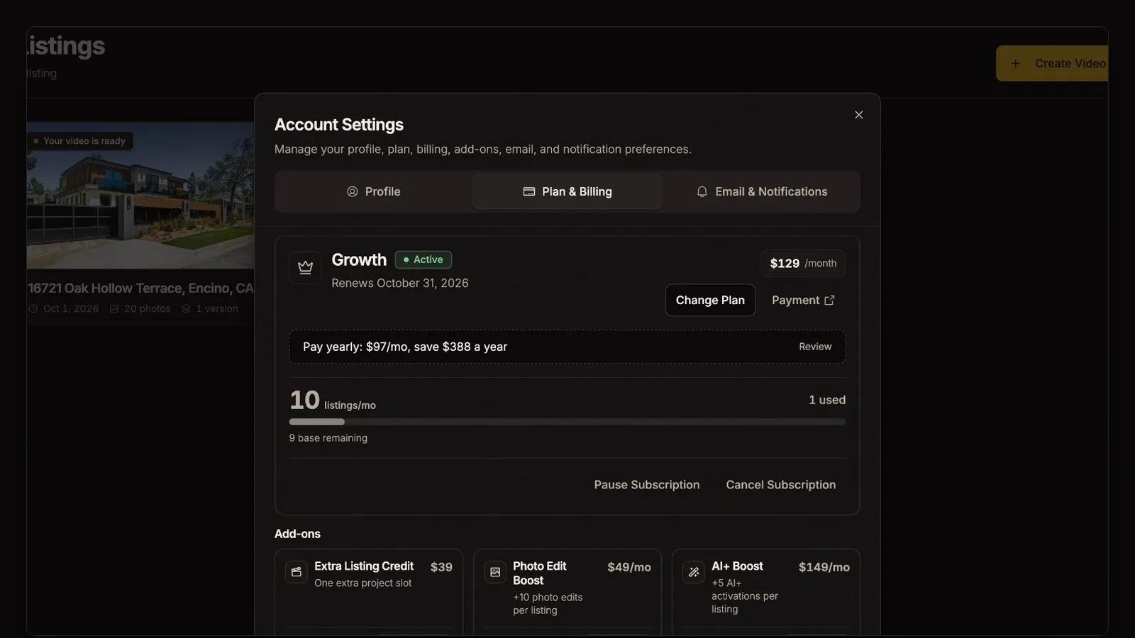 Add more, from the Account, plan and billing tutorial
