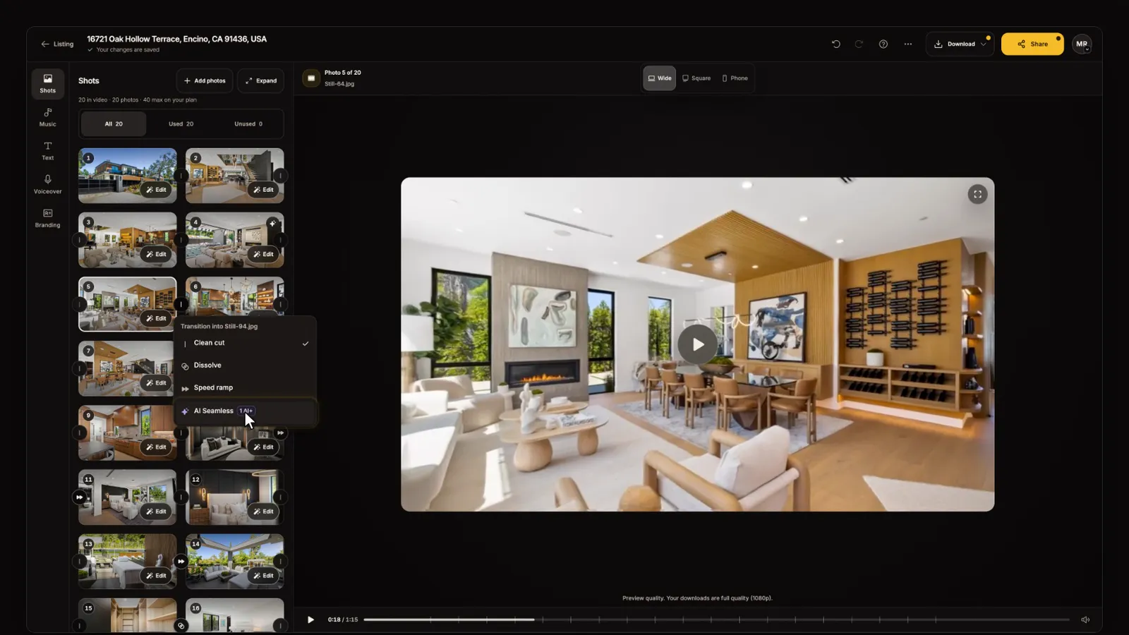Join two shots with AI Seamless, from the AI+ and AI Seamless tutorial