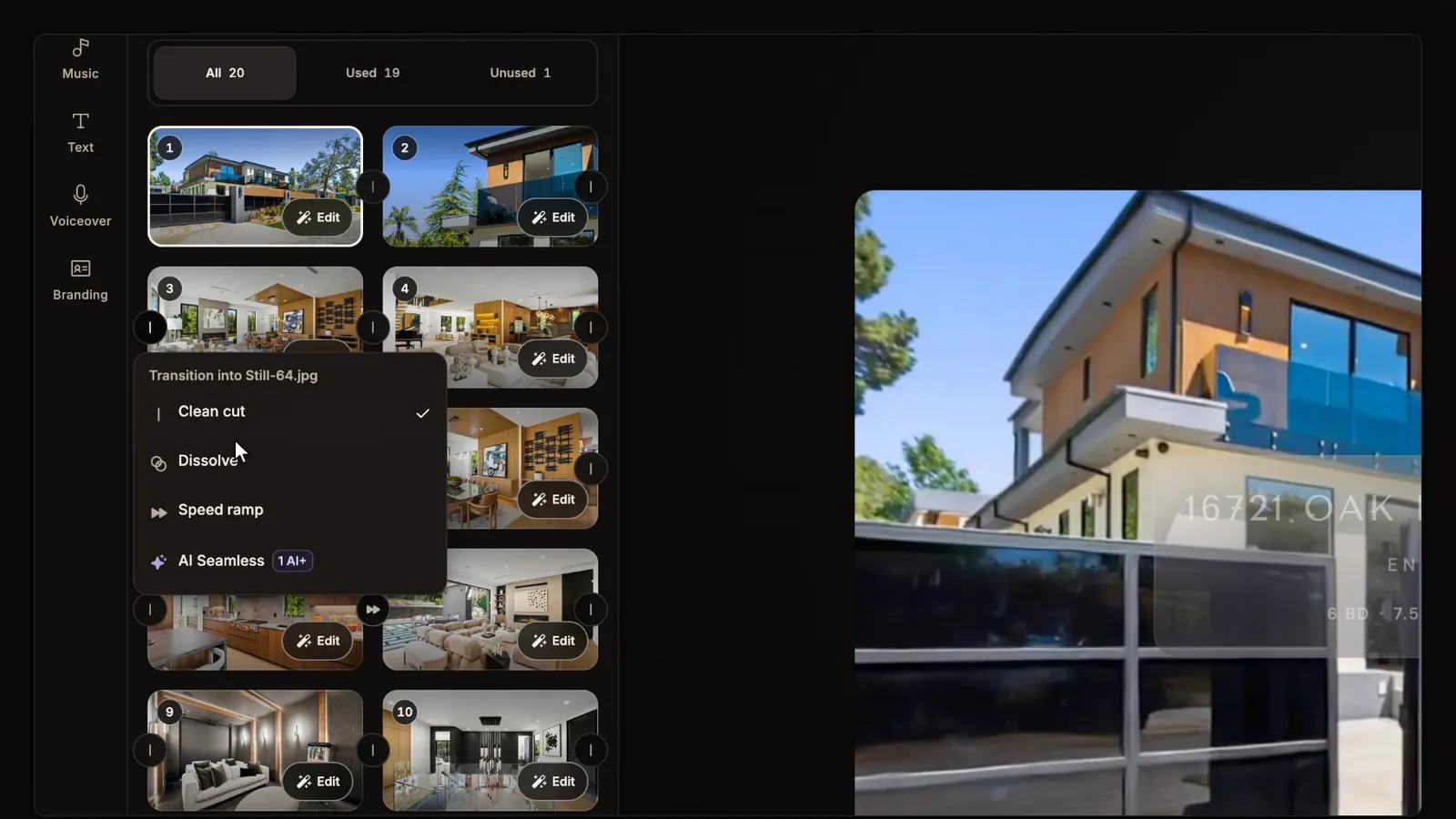 Choose a transition, from the Editing in Keylight Studio tutorial