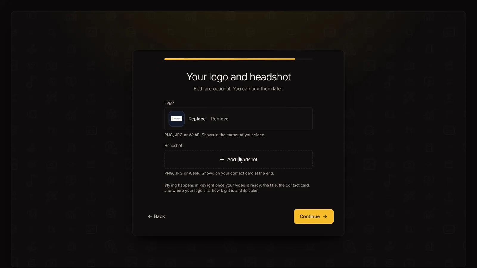 Add your logo and headshot, from the Your first listing video tutorial